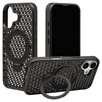 ラスタバナナ iPhone 16用ZEROSAFE MESH MAGSAFE対応360°回転スタンドケース ブラック 8300IP461ZSFMBK