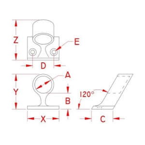 エスコ 25mm パイプ用ブラケット (ステンレス製・止め) FCW1158-EA951EW-161-イメージ4