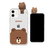 LINE FRIENDS iPhone 12 mini用フィギュア付きソフトクリアケース FACE BROWN KCE-CSG363-イメージ1