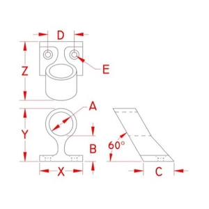 エスコ 25mm パイプ用ブラケット (ステンレス製・通し) FCW1159-EA951EW-162-イメージ3