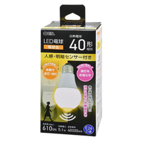 オーム電機 LED電球 E26 40形相当 人感明暗センサー付き 電球色 LDA5L-G R52