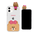 LINE FRIENDS iPhone 12 mini用フィギュア付きソフトクリアケース FACE CHOCO KCE-CSG364