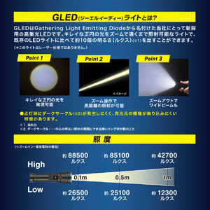 オーム電機 GLEDライト 充電式 450ルーメン リン酸鉄仕様 LH-CPL50A524L-イメージ4