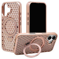 ラスタバナナ iPhone 16用ZEROSAFE MESH MAGSAFE対応360°回転スタンドケース ピンク 8303IP461ZSFMPK