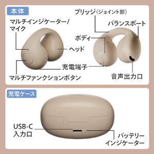 cheero フルワイヤレスイヤホン Wireless Open Earphones Smart NEO ベージュ CHE-646-BE-イメージ9