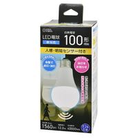 オーム電機 LED電球 E26 100形相当 人感明暗センサー付き 昼光色 LDA12D-G R52