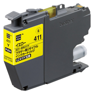 エコリカ リサイクルインクカートリッジ イエロー ECI-BR411Y-イメージ1