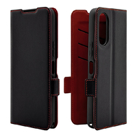 ラスタバナナ BASIO active3用薄型手帳サイドマグネットケース ブラック×レッド 8775BAA3BSMBKR