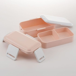 スケーター 抗菌2段ふわっと弁当箱 600mL くすみピンク/PFLB6AG FC585SK-PFLW4AG-イメージ2
