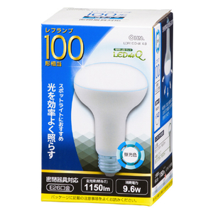 オーム電機 LED電球 E26口金 全光束1150lm(9．6Wレフランプ形) 昼光色相当 LDR10D-W A9-イメージ1