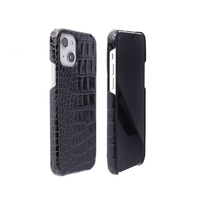 ABBI SIGNATURE iPhone 13 mini用イタリアンレザー クロコバックカバーケース　ブラック ブラック ABS21792I13MNBK