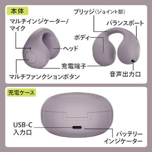 cheero フルワイヤレスイヤホン Wireless Open Earphones Smart NEO パープル CHE-646-PU-イメージ9
