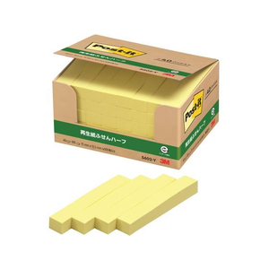 3M ポスト・イット ふせんハーフ 再生紙 75×12.5mm イエロー 40冊 F827202-5602-Y-イメージ2