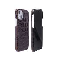 ABBI SIGNATURE iPhone 13 mini用イタリアンレザー クロコバックカバーケース　ダークブラウン ダークブラウン ABS21793I13MNBR