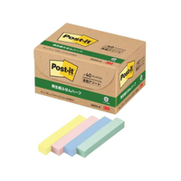 3M ポスト・イット ふせんハーフ 再生紙 75×12.5mm 4色 40冊 F827203-5602-K