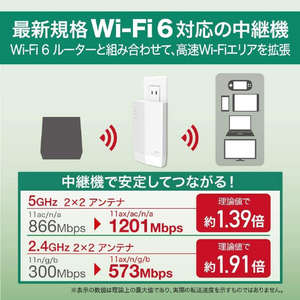 バッファロー 無線LAN中継機 11ax/ac/n/g/b 1201+573Mbps WEX1800AX4-イメージ4
