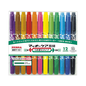 ゼブラ マッキーケア 極細 つめ替えタイプ 12色セット F833822-YYTS5-12C-イメージ1