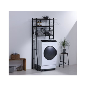 アイリスオーヤマ バスケット付き伸縮ランドリーラック ブラック FC401PV-BSSL-860R-イメージ4