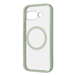 レイアウト Google Pixel 9a用Like standard マグネットアクセサリー対応 衝撃吸収 バンパー マット メタリック ハイブリッドケース ライトグリーン RT-GP9AMG3/LGM-イメージ1