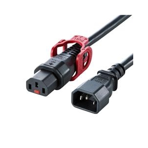 サンワサプライ 抜け防止ロック式電源コード ロックプラス(1m) ブラック APW15-C14C13LP-10-イメージ1