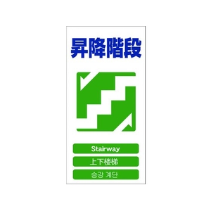 グリーンクロス 4ヶ国語入り安全標識 昇降階段 昇降階段穴4カ所600300 FC383GF-7648529-イメージ1