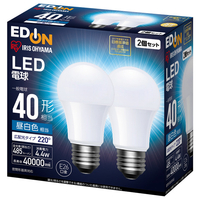アイリスオーヤマ LED電球 E26口金 全光束485lm(4．4W一般電球タイプ) 昼白色相当 2個入り オリジナル LDA4N-G-4EDA2P