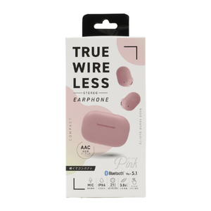 クオリティトラストジャパン TrueWireless コンパクト防水ステレオイヤホンマイク ピンク QB-082CPK-イメージ3