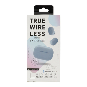 クオリティトラストジャパン TrueWireless コンパクト防水ステレオイヤホンマイク ブルー QB-082CBL-イメージ3