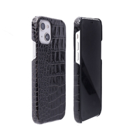 ABBI SIGNATURE iPhone 13用イタリアンレザー クロコバックカバーケース　ブラック ブラック ABS21806I13BK