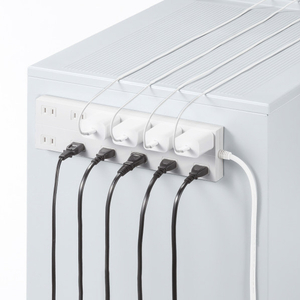 サンワサプライ 電源タップ(2P・12個口・1m) ホワイト TAP-2312-1W-イメージ3