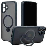 ラスタバナナ iPhone 16 Plus用ZEROSAFE SHAFT カメラ周囲保護 MAGSAFE対応360°回転スタンドケース フロストネイビー 8323IP467ZSFSLNV