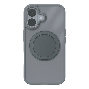 COCO　CASE iPhone 17用360°回転するリング付きマットケース グレー 1847-17-GRAY-イメージ2