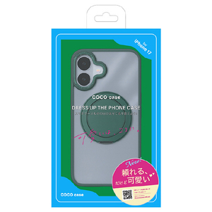 COCO　CASE iPhone 17用360°回転するリング付きマットケース グリーン 1847-17-GREEN-イメージ1