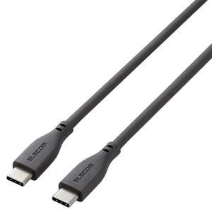 エレコム USB-C to USB-C 充電ケーブル(1．0m) PD対応 最大60W 超急速 シリコン素材 なめらか 柔軟性 高耐久 グレー MPA-CCSS10GY-イメージ1