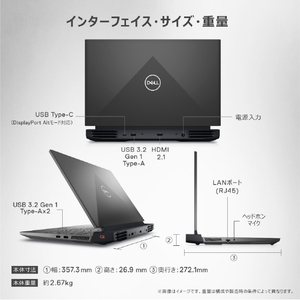 DELL ノートパソコン Dell G15 5520 ダークグレー NG575-CHHBCB-イメージ6