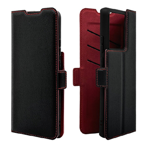 ラスタバナナ motorola edge 50 pro用薄型手帳サイドマグネットケース ブラック×レッド 8328MOE50PBSMBKR-イメージ1