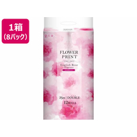 丸富製紙 花束フラワープリント ローズ 25m ダブル 12ロール×8パック FCA7335-611530