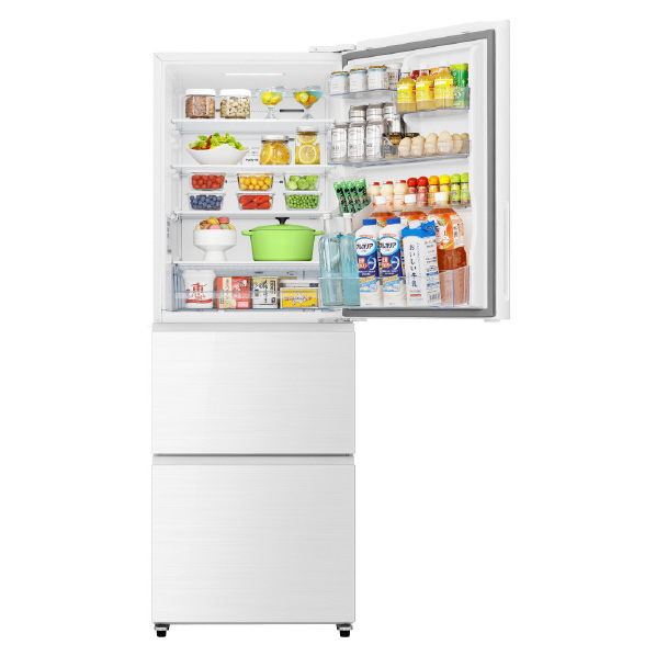 ハイセンス 【右開き】358L 3ドア冷蔵庫 オリジナル ガラスホワイト HR-G36E3W 右開き 358L HR