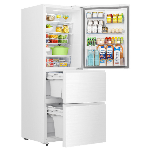 ハイセンス 【右開き】358L 3ドア冷蔵庫 オリジナル ガラスホワイト HR-G36E3W 右開き 358L HR