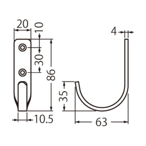トラスコ中山 大型フック SUS ヘアライン 63mm FC933FP-1164056-イメージ3