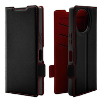 ラスタバナナ AQUOS R10用薄型手帳サイドマグネットケース ブラック＊レッド 8801AR10BSMBKR