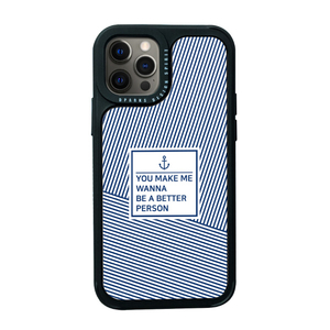 Dparks iPhone 12/12 Pro用BLACK COVER STRIPE ブルー DS19818I12P-イメージ1