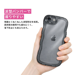 ＣＯＣＯ ＣＡＳＥ iPhone１７Ｅ／１６Ｅ用クリアなくねくねケース ＣＯＣＯ ＣＡＳＥ ブラック 1818-17E16E-BLACK-イメージ2