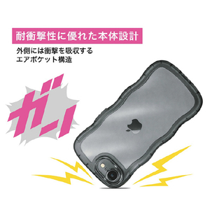 ＣＯＣＯ ＣＡＳＥ iPhone１７Ｅ／１６Ｅ用クリアなくねくねケース ＣＯＣＯ ＣＡＳＥ ブラック 1818-17E16E-BLACK-イメージ3
