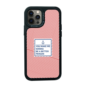 Dparks iPhone 12/12 Pro用BLACK COVER STRIPE レッド DS19819I12P-イメージ1