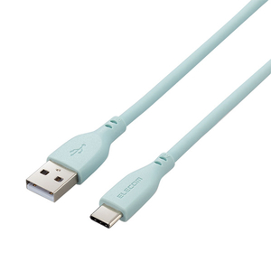 エレコム なめらかUSB Type-Cケーブル(非認証品、A-C) 2．0m パールグリーン MPA-ACSS20GN-イメージ1