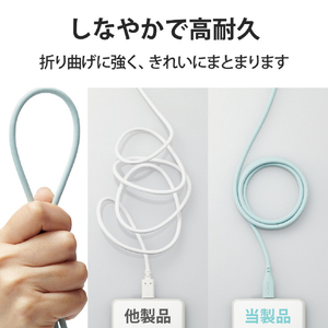 エレコム なめらかUSB Type-Cケーブル(非認証品、A-C) 2．0m パールグリーン MPA-ACSS20GN-イメージ5