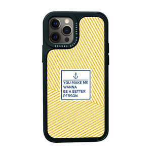 Dparks iPhone 12/12 Pro用BLACK COVER STRIPE イエロー DS19820I12P-イメージ1