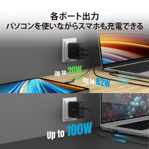 j5 create 102W GaN 2ポート USB PD急速充電器 ブラック JUP25102-イメージ8