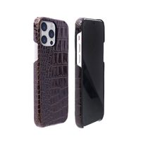 ABBI SIGNATURE iPhone 13 Pro用イタリアンレザー クロコバックカバーケース　ダークブラウン ダークブラウン ABS21821I13PBR